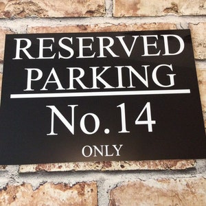 PERSONALISED CUSTOM Aluminium METAL Private / Reserved / No Parking Sign Weatherproof - Black with White text