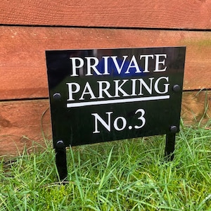 Personalised Private / Reserved No Parking Metal sign With Spikes / Legs 25cm X 17cm image 3