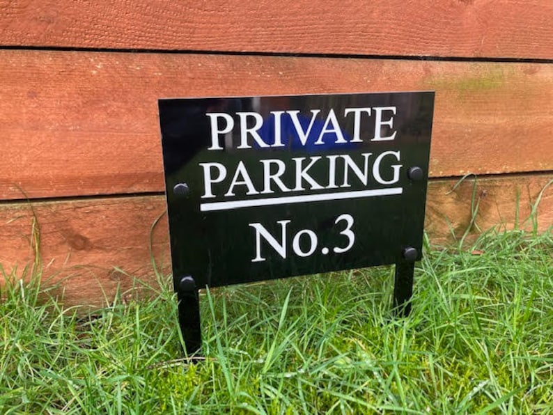 Personalised Private / Reserved No Parking Metal sign With Spikes / Legs 25cm X 17cm image 3