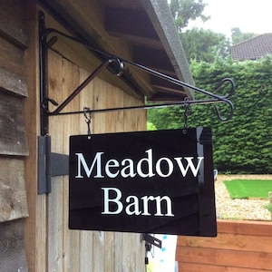 REFLECTIVE - Personalised / CUSTOM HANGING House Sign Double Sided Plaque with Bracket and fixings - 300mm x 200mm  - No hidden extras