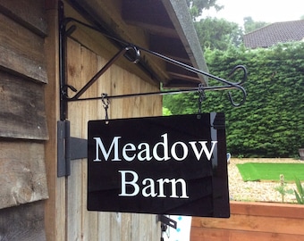 REFLECTIVE - Personalised / CUSTOM HANGING House Sign Double Sided Plaque with Bracket and fixings