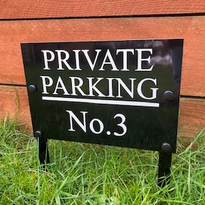 Personalised Private / Reserved No Parking Metal sign With Spikes / Legs 25cm X 17cm image 4