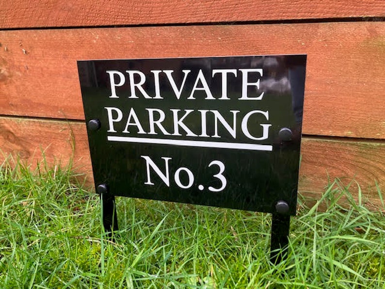 Personalised Private / Reserved No Parking Metal sign With Spikes / Legs 25cm X 17cm image 4