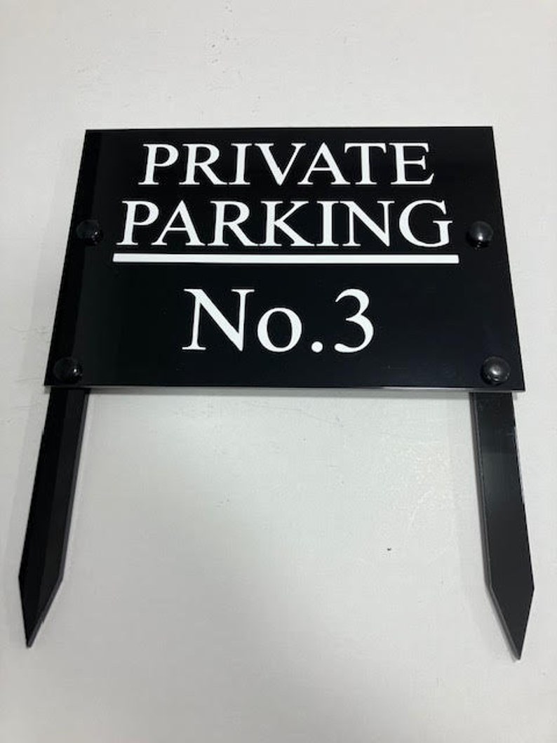 Personalised Private / Reserved No Parking Metal sign With Spikes / Legs 25cm X 17cm image 2