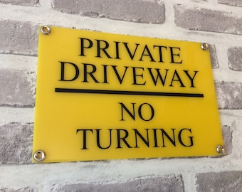 PERSONALISED CUSTOM SIGN Yellow Private / Reserved / No Parking Sign Weatherproof - Yellow  with black text