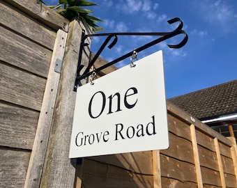 Personalized Hanging House Sign: Double Sided White Aluminium Plaque