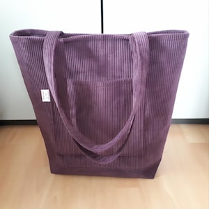 Shopper Cordtasche-Aubergine