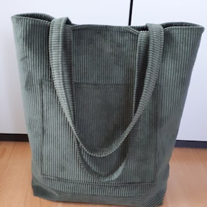 Corduroy shopper bag - fir green