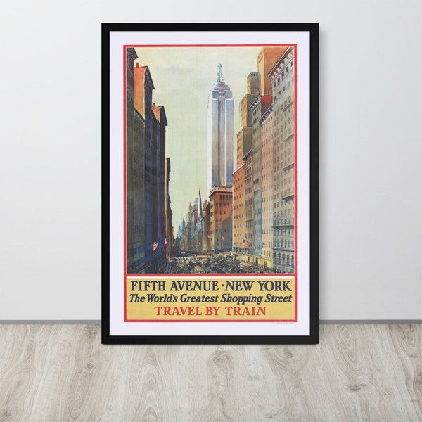 Fifth Avenue, Travel by train (1932) Vintage Travel Poster