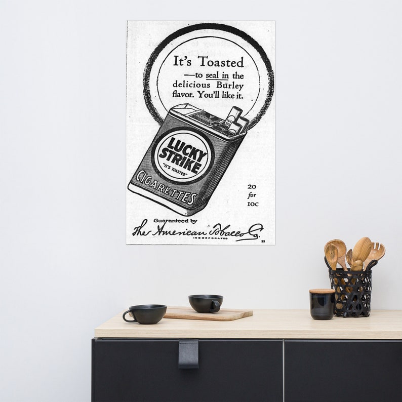 Lucky Strike it's Toasted 1917 Vintage Advertising Poster Etsy