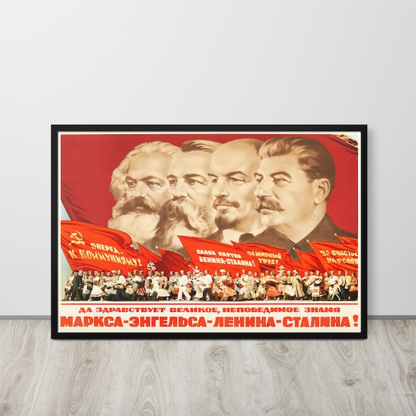 Marx, Engels, Lenin und Stalin (1953) Vintage Sowjetisches Poster