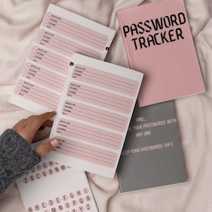 Pink Digital Password Log with Hyperlinked Tabs, Password Logbook Keeper  Tracker Notebook Goodnotes Kindle Scribe, Printable & Fillable PDF