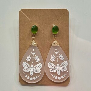 Luna Moth Wire Wrapped Dangle Earrings