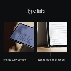 May include: A digital tablet with a white screen and a table of contents with hyperlinks to different sections. The text on the screen includes "Present Self", "Childhood", "Family", "Community", "Goals", "Relationships", "Habits", and "Purpose".