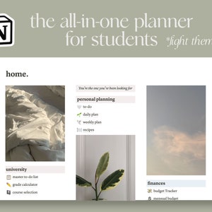 The all-in-one student Notion template | Customizable |  Light aesthetic  | Digital planner