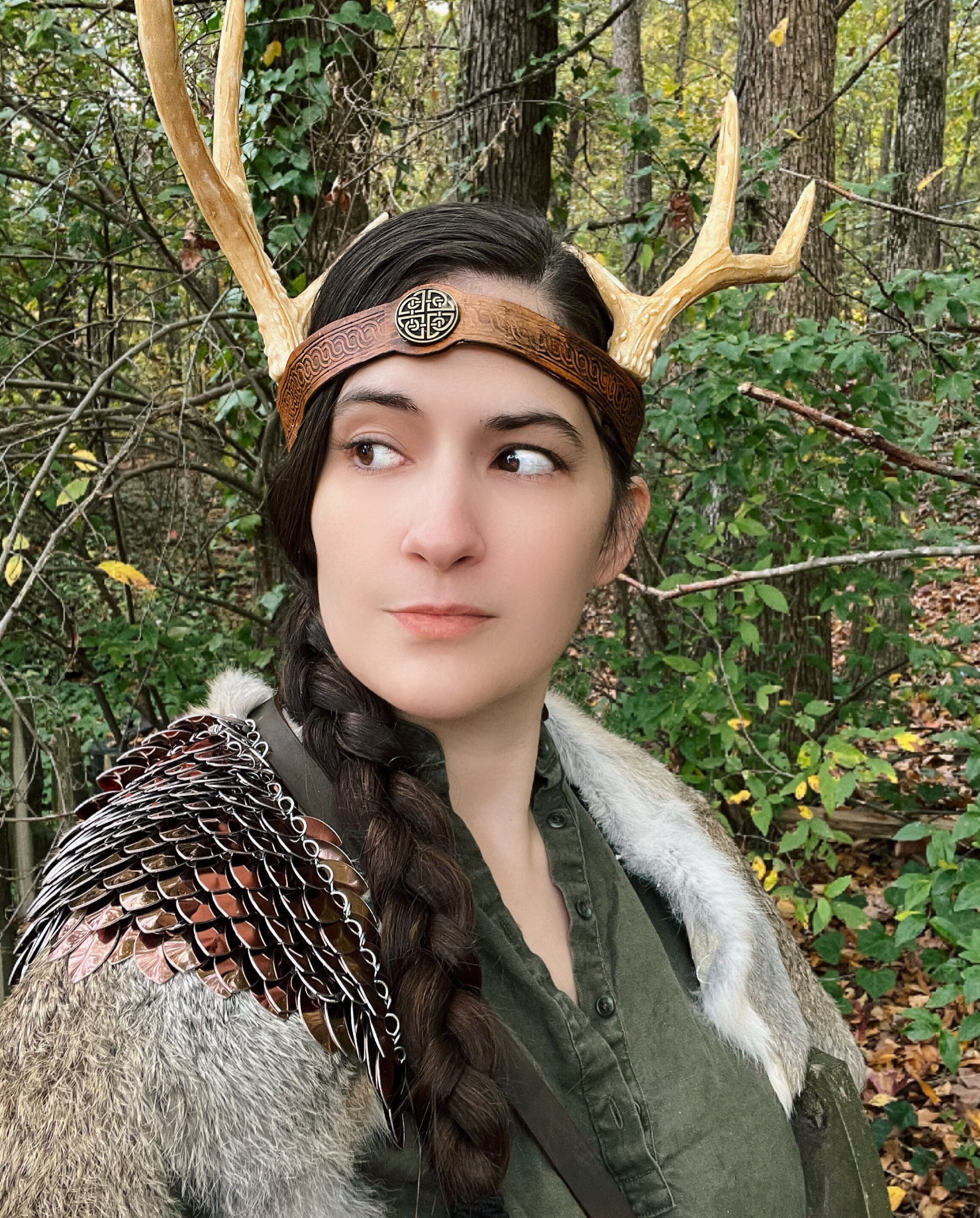 Deer antler headband woodland crown pagan headdress forest fairy crown