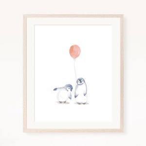 Penguin with balloon nursery wall art, penguin print, penguin nursery decor, kid room wall art, printable wall art, digital download