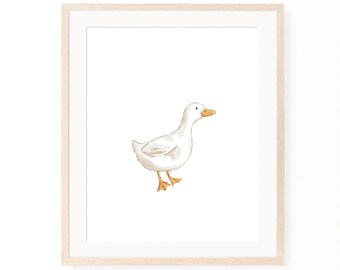 Watercolor Duck Nursery Print, Minimalist Decor (Digital Download)
