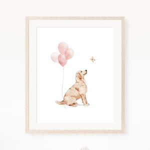 Golden Retriever wall art, puppy print, dog wall decor, kid room wall art, printable wall art, digital download