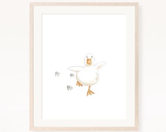 Watercolor Duck Nursery Art Print, Minimalist Baby Room Decor (Digital Download)