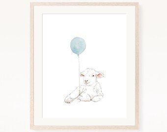 Ovejas con estampado de globos, decoración para habitación infantil con temática de granja (descarga digital)