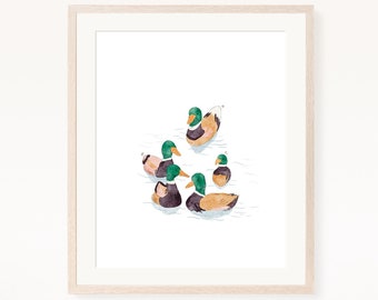 Mallard Duck print, wild duck wall art, printable bird decor, instant download