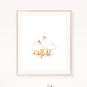 duck family print, watercolor duck wall art, duck art, nursery decor, kid room wall art, printable wall art, digital download