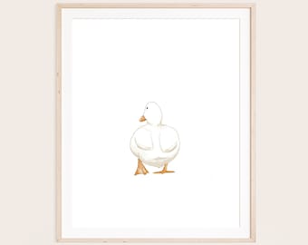 Stampa murale minimalista ad acquerello con motivo a paperella per la cameretta dei bambini (download digitale)