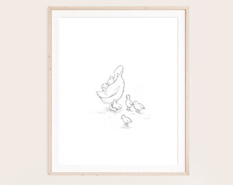 Ducklings Nursery Print, Mommy Duck Wall Art (Digital Download)