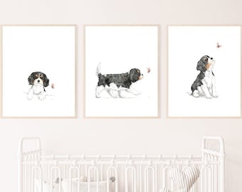 Watercolor Spaniel Puppy Print, Nursery Dog Wall Art (Digital Download)