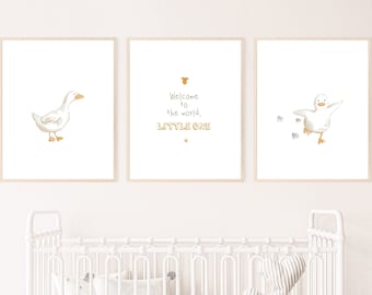 Ducks Nursery Wall Art Set, Watercolor Prints (Digital Download)