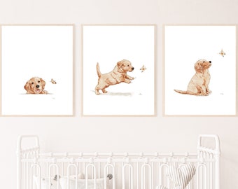 Welpen Bild, Hund Wandbild, Golden Retriever Hund Druck, Kinderzimmer Wandbild, druckbare Wandkunst, digitaler Download