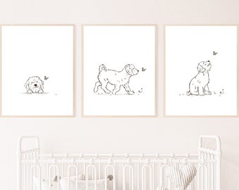 Goldendoodle Puppy Print, Whimsical Nursery Art (Digital Download)