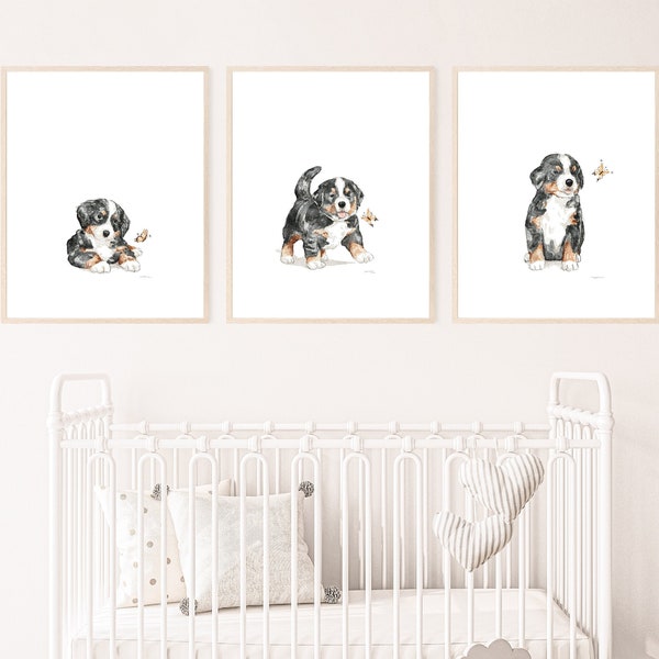 Bernese Mountain dog print, puppy nursery print, dog wall art, kid room wall art, printable wall art, digital download