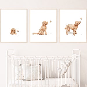 Impression Goldendoodle, impression de pépinière de chiots, impression de chien de pépinière, art mural de chien, art mural de chambre d’enfant, art mural imprimable, téléchargement numérique