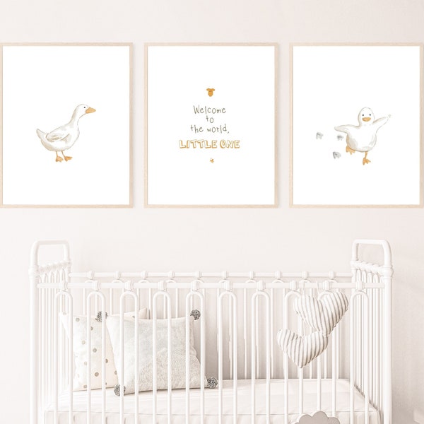 ducks nursery wall art set of 3, quotes print, minimalist decor, duck nursery decor, kid room wall art, printable wall art, digital download