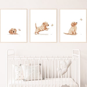 impression chambre d'enfant chiot, art mural chien, impression chien Golden retriever, art mural chambre enfant, art mural imprimable, téléchargement numérique