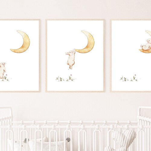 Bunny Nursery Wall Art Set of 4 Prints Bunny Nursery Decor Etsy