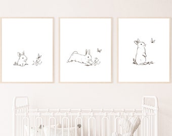 bunny nursery wall art / bunny print / bunny wall decor / bunny nursery decor / kid room wall art / printable wall art / digital download