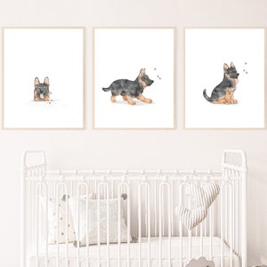 puppy nursery print, dog wall art, german shepherd print, kid room wall art, printable wall art, digital download