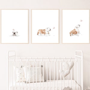 English bulldog print, puppy nursery print, dog wall art, kid room wall art, printable wall art, digital download