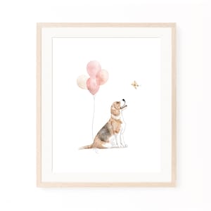 Impresión de Beagle, arte de pared de cachorro, decoración de pared de perro, arte de pared de habitación infantil, arte de pared imprimible, descarga digital