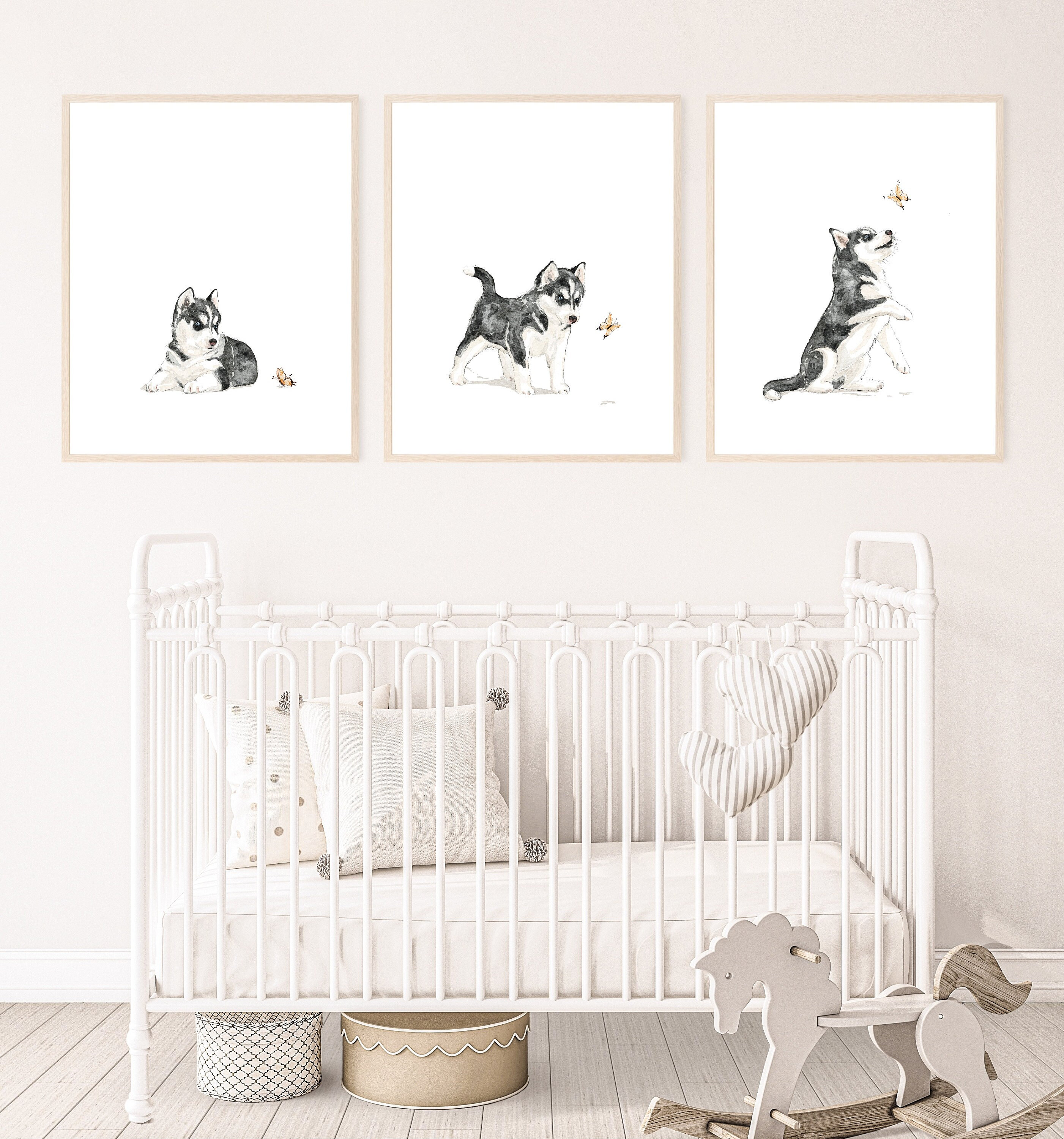 Siberian Husky Druck, Welpe Kindergarten Druck, Hundeposter, Hund Druck, Kunst fürs Kinderzimmer, druckbare Kunst, digitaler Download