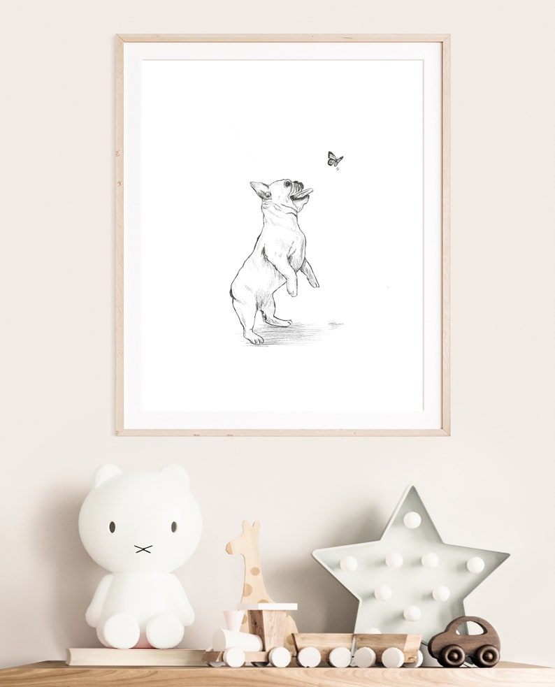 French Bulldog print, puppy nursery print, dog wall art, set of 3, kid room wall art, printable wall art, digital download image 4