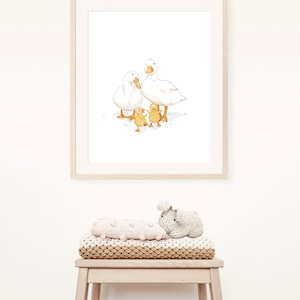Duck family art, duck print, watercolor duck wall art, duck art, nursery decor, kid room wall art, printable wall art, digital download