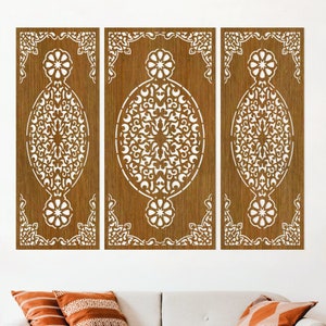 Set of 3 decorative wall panels made of wood, Home décor, Living Room Art, Wall Hanging, Moroccan Wall Art, Badroom Decor, Housewarming Gift