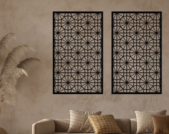 A large wooden decorative panel with a starry sky pattern, Wood Wall Art, Wooden Panel Decor, Arabesque wooden wall art, Geometric wood art