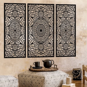 Triptych wall art, Moroccan panel, Wall hanging, Home décor, Arabic Decor, Moroccan art work, Lattice panel wood, Living Room Wall Art, Milo