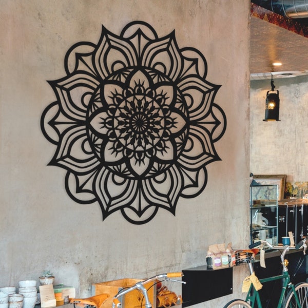 Bohemian Wall Decor, Mandala Wall Art, Lotus Flower, Natural Wood Veneer, Wooden Wall Decor, Home Decoration, Yoga Wall Decor, Yoga gifts