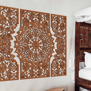 Large set of decorative wall panels, Wall hanging, Wood Wall Art, Arabic Art, Islamic Gift, Moroccan art work , 3 panel wall art, Home decor